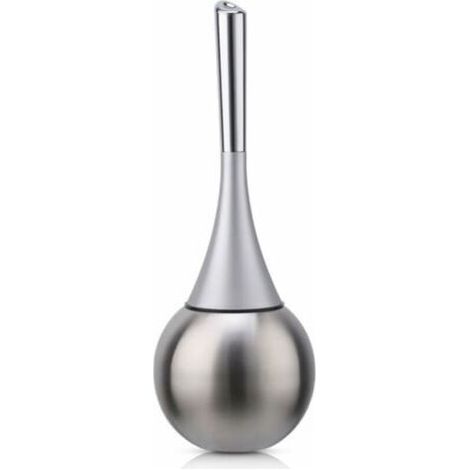 Porte-brosse WC autoportant en acier inoxydable finition brossée polie ensemble WC salles de bains (brosse incluse)-argent (1/4)