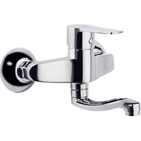 Grifo monomando de fregadero mural con caño corto 14 cm - TITANIUM - 180701CCB14 - Ramon Soler - Acabado: cromado (1/2)
