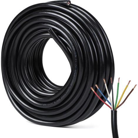 Câble 7 Conducteurs 10m pour Remorque, Câble Électrique Rond 7 Fils 0.8mm², Faisceau Remorque 7 Broches pour Caravane Voiture Camping-Car RV (1/5)