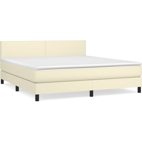 Maison Exclusive - Sommier à lattes de lit avec matelas Crème 160x200cm Similicuir (1/5)
