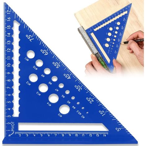 180mm Carpenter Square, Carpenter Square, 45 90 Degree Carpenter Angle Protractor for Woodworking Measurements, Angle Measure (Blue)