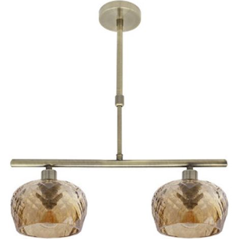 Lampada Stela 2xe14 in pelle regx41x13 cm con paralumi in cristallo tagliato ambar (1/2)