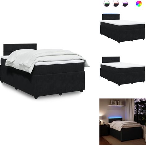 Sommier à lattes de lit avec matelas noir 120x190 cm velours - Sommier À Lattes De Lit - Sommiers À Lattes De Lit - Lit - Meuble De Chambre À Coucher (1/5)