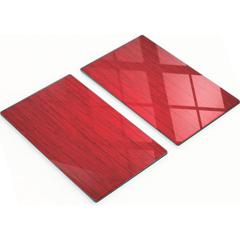 Tablas decorativas de vidrio para cortar y servir, color rojo, 2x30x52 cm.