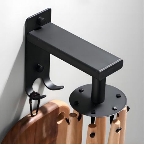 Self Adhesive Wall Mounted Kitchen Utensil Rack for Hanging Pots and Pans, Spatula, Spoon, Hanger Holder with 6 Removable Hooks and 2 Heavy Duty Hooks (1/5)
