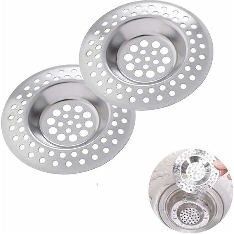 Lot de 2 crépines d'évier, crépine d'évier, grille d'évier, crépine d'évier en acier inoxydable, pour cuisine/salle de bain (1/4)