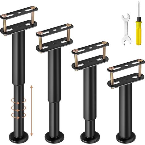Pieds de Lit Réglables 18–32 cm, Pieds de Support Métalliques Renforcés, Anti-Affaissement pour Sommier à Lattes et Cadre de Lit, sans Perçage - 4PCS (1/5)