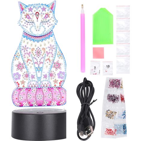 Kit lumineux 3D DIY LED Diamond Painting, veilleuse acrylique à changement de couleur USB, décoration maison cadeau tactile (1/5)