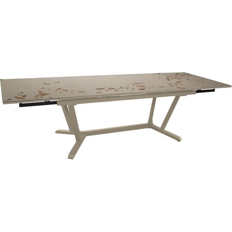 PROLOISIRS Table de repas extensible en aluminium et céramique KEDRA – VITA 180/230/280 x 100 – Allonges en bout – Coloris crème et Awen