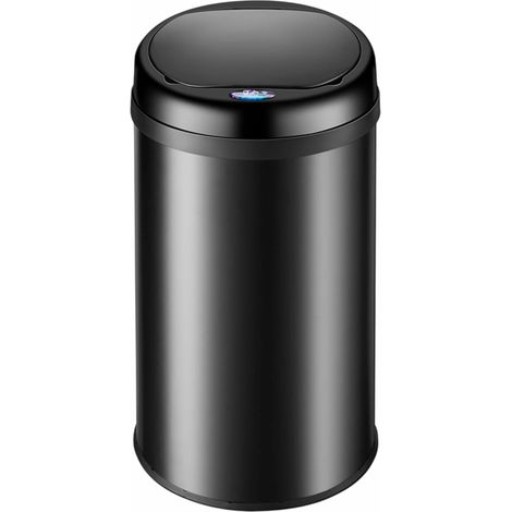 Poubelle automatique acier inoxydable 50L capteur mouvement imperméable sans contact affichage LED câble USB poubelle de cuisine noir (1/5)