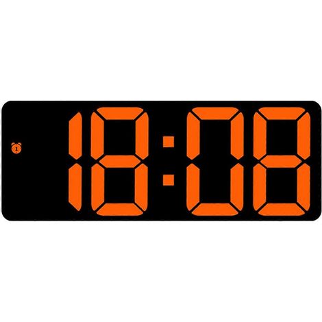 Réveil numérique entièrement fonctionnel avec affichage de l'alarme, de la date et de la température, et suivi du temps couleur orange. (1/5)