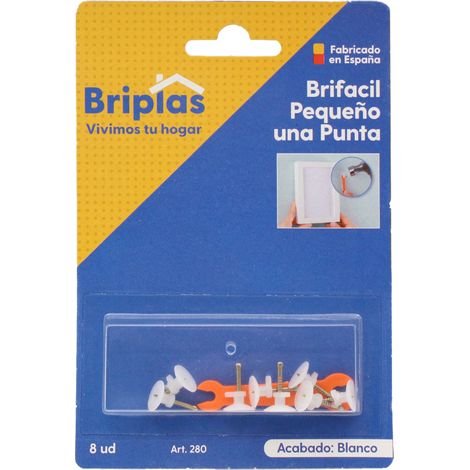 BRIPLAS cuelgafacil pequeño , Cuelgafácil pequeño Briplas Cuelgafácil pequeño de una punta para colgar elementos de decoración en la pared Fabricado en PVC Incluye sopo