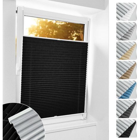 Plissee ohne Bohren Verdunkelung Klemmfix 45x130 cm Schwarz Thermo Sichtschutz (1/5)