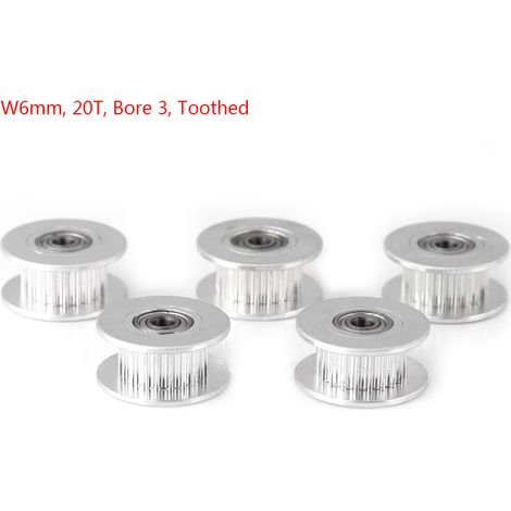 Ortviai Roue dentée 2GT en aluminium pour imprimante 3D – 5 pièces, largeur 6 mm, 20 dents, alésage 3 mm