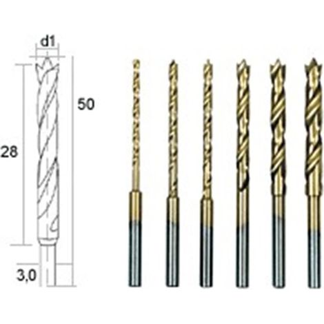 Juego de brocas espirales HSS con punta de centrar en estuche - PROXXON - 28876