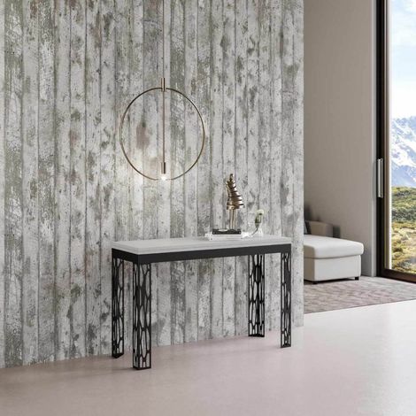 Tavolo apribile 120/200x45/90 cm Ghibli Double Bianco Frassino telaio Antracite (1/5)