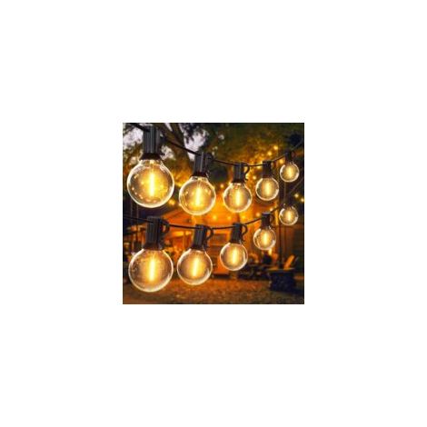 30 m lange Lichterkette für den Außenbereich, Lichterkette mit 50+2 G40-LED-Lampen, IP45 wasserdicht, warmweiße Lichterkette für Terrasse, Hochzeit, Weihnachten - Crezuo