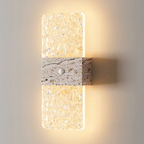 Applique murale LED rechargeable rectangulaire imitation pierre jaune, fixation magnétique, 1 pièce (1/2)