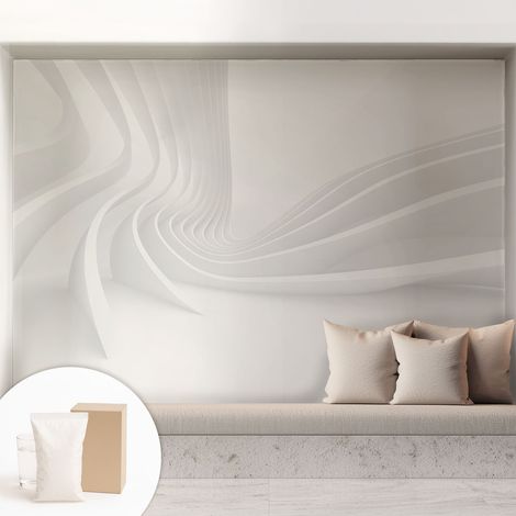 Carta Da Parati - Mural - Con Sala Da Pranzo - Camera Da Letto - Cameretta - Con Colla Gratuita Linee ondulate 208x146 cm (1/5)