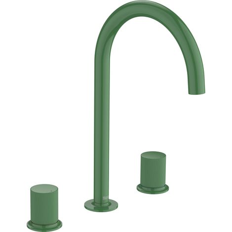 ROCA A5A3E3FP20 NU Grifo Bimando Lavabo con Manetas de Repisa Maneta Stripes Verde Menta - ref: A5A3E3FP20