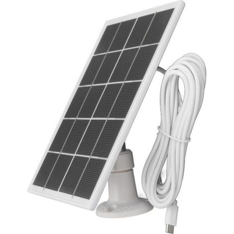 Panneau de charge solaire pour caméra avec support 3W 5V en silicium monocristallin Type C sécurité pour appareils Android blanc. (1/5)
