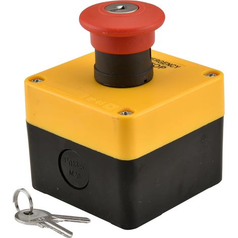 Interrupteur d'arrêt d'urgence à bouton-poussoir résistant aux intempéries 660 V 10 A avec boîte et clé (2NC) (1/5)