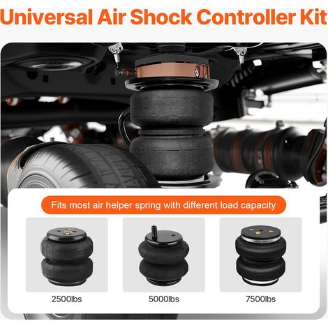 Kit de Contrôleur d'Amortisseur Pneumatique, Compresseur de Suspension Pneumatique 12 V 100 PSI, avec Système à Chemin Unique, Mano… (1/5)