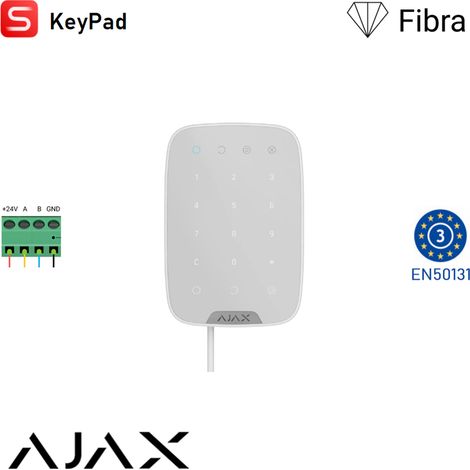44401 - Superior - Keypad Fibra - Tastiera touch cablata - colore white - Ajax sicurezza professionale