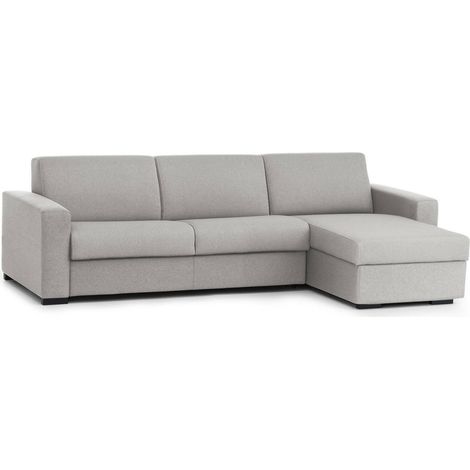 Talamo Italia Schlafsofa Alisea, Ecksofa, 100% Made in Italy, Sofa mit Drehöffnung, mit Wendebehälter Halbinsel, mit schmalen Armlehnen, Cm 260x95h90, Grau