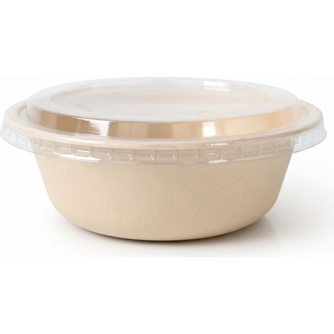 Bol en papier kraft jetable 350 ml, couvercle en PET