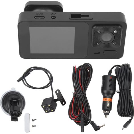 Caméra de bord 3 canaux avant arrière intérieur 1080P détection de mouvement grand angle 170° enregistrement en boucle G senseur surveillance de stationnement DVR (1/5)