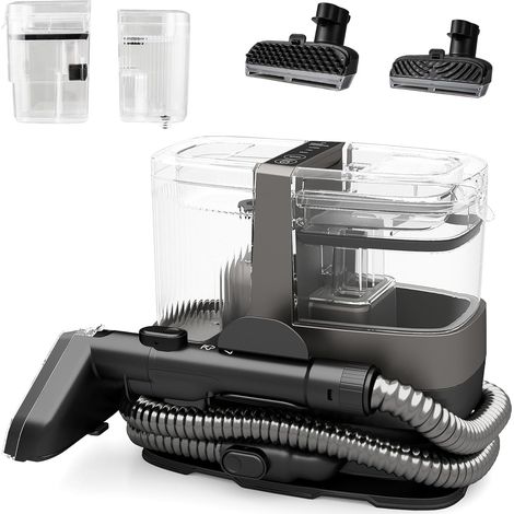COSTWAY Shampouineuse Canapé de 1800W, Nettoyeur de Tapis avec Nettoyage à la Vapeur Stérilisation l'Eau Froide et Chaude, Aspiration Puissante de 17 kPa, avec Accessoires pour Canapé Tapisserie (1/5)