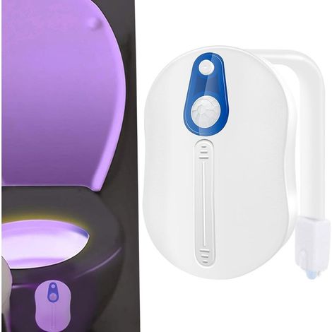 Lampe LED pour Toilette, Lampe pour Toilette 16 Couleurs, avec Détecteur de Mouvement, Eclairage WC Salle de Bain Cuvette, Lampe Salle de Bain de Nuit (1/5)