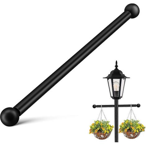 Traverse de lampadaire résistante aux intempéries avec sphères noires décoratives et support d'échelle durable 41 cm