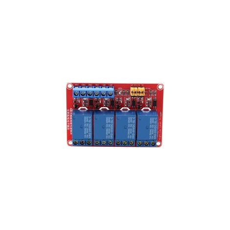 Módulo de relé optoacoplador de 4 canales, activación por alta y baja tensión 5V/12V/24V (5V)