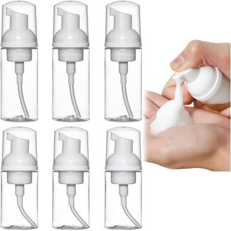 royaluxe-Lot de 6 Flacon Mousseur Vide, Pompe Bouteille Vide Distributeur de Mousse Transparent Portables Cosmétiques Bouteilles Vides pour Le shampooing Conditioner Lotion Articles de Toilette(30+50m (1/5)