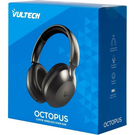 VulTech Cuffie Octopus HBT-20BK 2.1 Over Ear Wireless Bluetooth 5.3 con Microfono e Ricarica Type-C (1/3)
