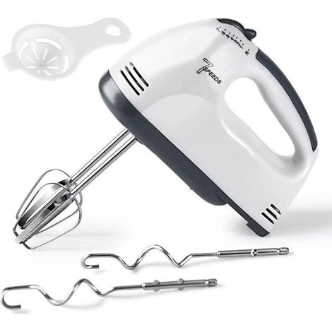 Handmixer, Handmixer mit 7 Geschwindigkeitsstufen, Mixer-Handmixer Enthält 2 Rührbesen, 2 Knethaken, 1 Trenneinsatz, Schneebesen für Eiweiß - Crezuo (1/4)