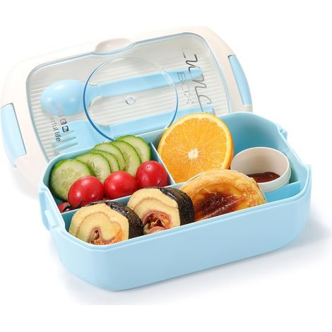 Coffrets Bento, boîtes Bento pour enfants et adultes, contenants réutilisables pour la préparation des repas avec fourchette et cuillère (sans gobelet) (1/5)