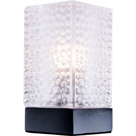 Pequeña Lámpara de Mesa con Base Mármol Negro y Tulipa Cristal (1/2)