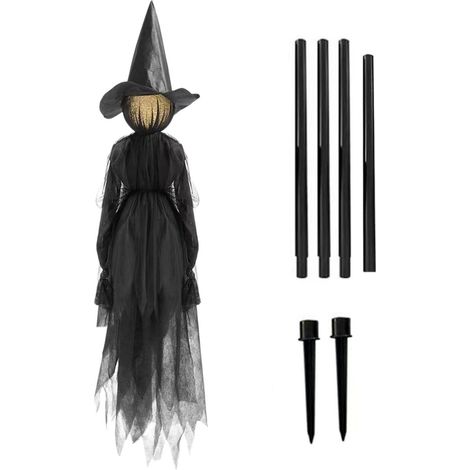 Decoración de Bruja con LED 7 Colores y Sensor de Sonido, Figura Espeluznante para Halloween – Ideal para Decoración del Hogar y Jardín (1/5)