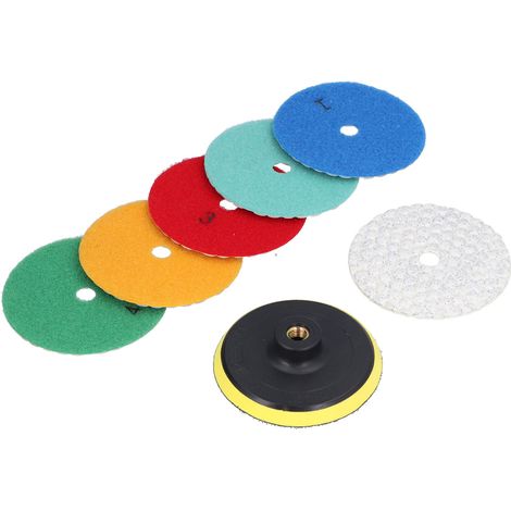 Lot de 6 pads diamantés de polissage à sec + 1 support, kit de ponçage pour granit et marbre, 100 mm (1/5)
