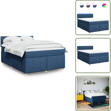Boxspringbett mit Matratze Blau 140x200 cm Stoff - Boxspringbett - Boxspringbetten - Bett - Bettgestell (1/5)