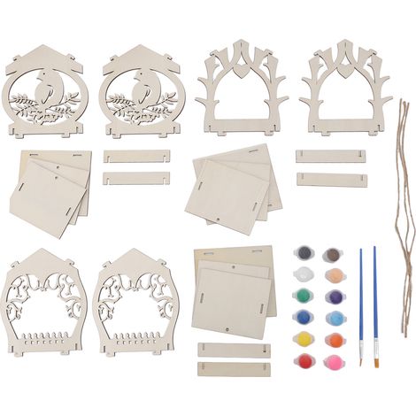 Mangeoire à oiseaux à suspendre en bois, à peindre soi-même, kit de bricolage pour enfants (garçons et filles), cadeau de Noël. (1/5)