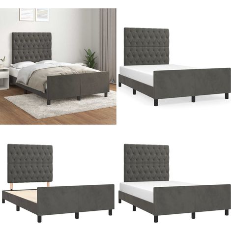Cadre de lit sans matelas gris foncé 120x190 cm velours - Lit Plateforme - Lit Capitonné - Lit Design - Lit Moderne - Lit Velours - Home & Living (1/5)
