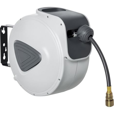 Enrouleur automatique de tuyau d'air comprimé de 20 m, raccord BSP 1/4", fixation murale rotative à 180°, gris (1/5)