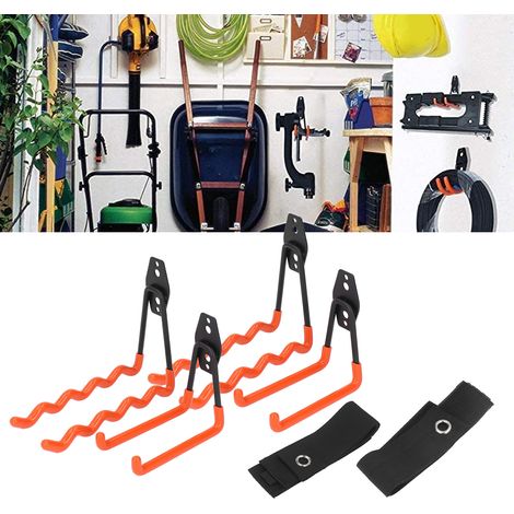 6er-Set Garagenhaken – Robuste Aufbewahrungshaken aus Eisen – Praktischer Werkzeugorganizer für die Garage mit rutschfester Beschichtung – Geeignet zur Aufbewahrung von Elektrowerkzeugen, Gartengeräte (1/5)