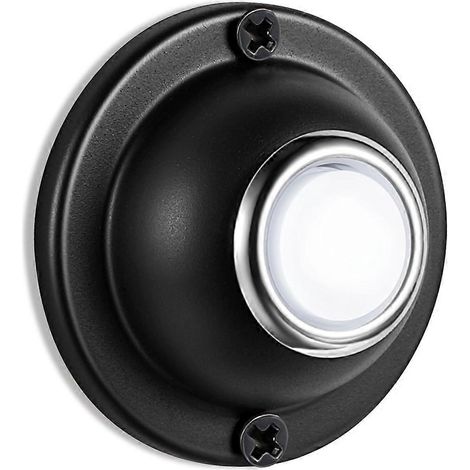 Bouton de sonnette, bouton de sonnette rond en métal, bouton de sonnette lumineux LED câblé, sonnette de remplacement en fer massif (1/5)