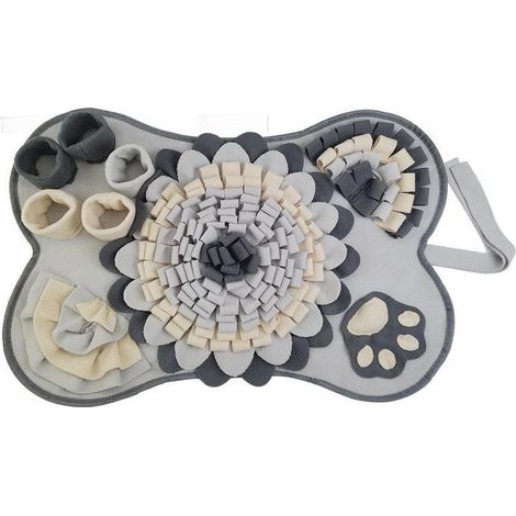 Tapis Reniflant - Tapis À Renifler Pour Chien - 63 cm x 43 cm - Forme D'os - Gris - Lavable En Machine - Pliable - Pour Chien Chat Lapin (1/4)
