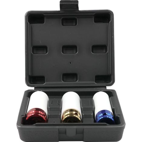 Set di 3 bussole a impatto da 1/2" (17/19/21 mm) - Attacco quadro - Per avvitatori a impulsi e avvitatori a impulsi